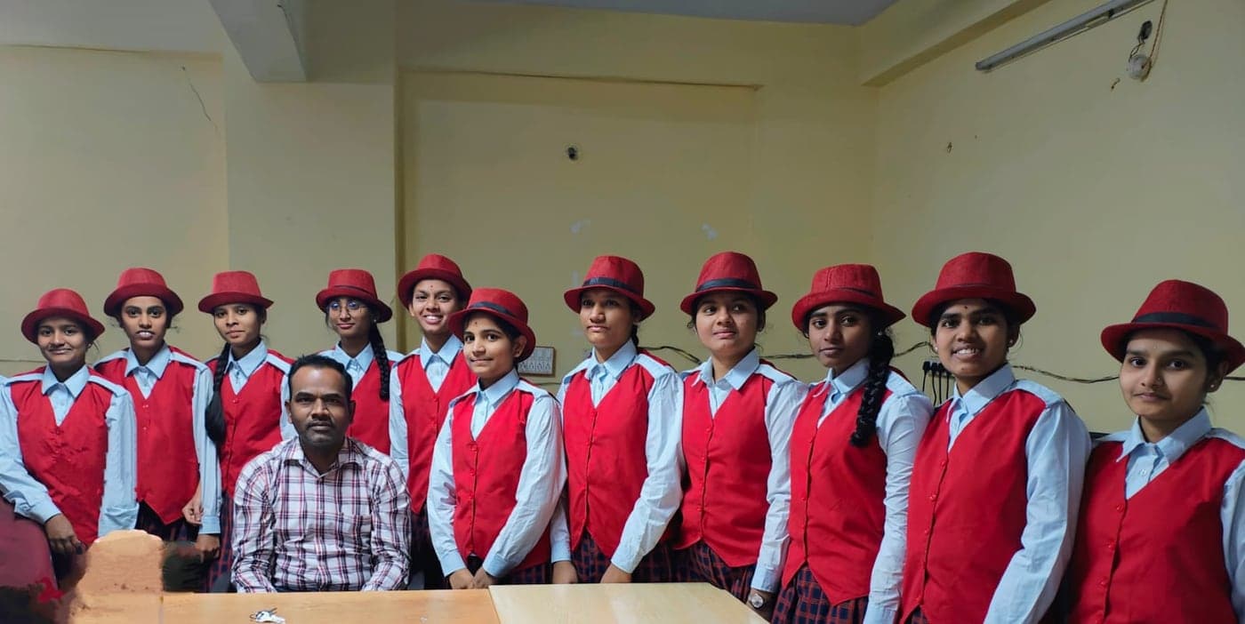 Dr Rajeshwar Reddy with a group of school students after a session